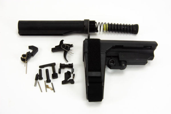 BKF AR15 MOD-1 Lower Pistol Build Kit (LPK) W/ Combat Control Kit in Nitride (SB Tactical SBA3)