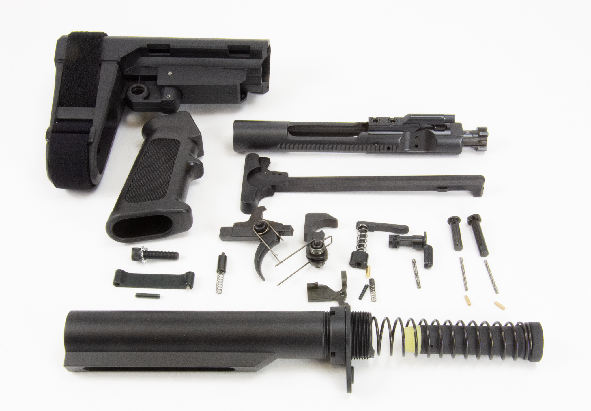BKF AR15 Enhanced SBA3 Pistol Lower Build Kit + BCG/Charging Handle.