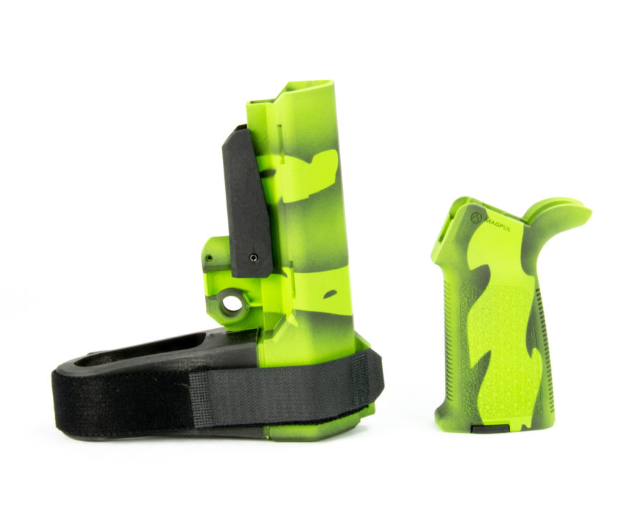 SB Tactical SBA3 Brace and Magpul MOE Grip Combo - Zombie Green Tiger Stripe Cerakote