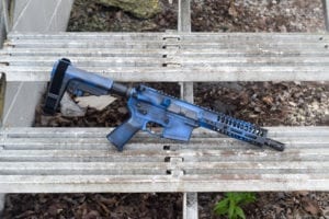 BKF M4 MOD-1 AR15 8" 1/7 Twist 300 Blackout SBA3 Cerakoted Pistol - Blue Battleworn