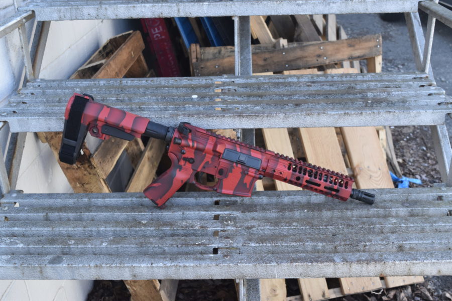 BKF M4 MOD-1 AR15 8" 1/7 Twist 300 Blackout SBA3 Cerakoted Pistol - Red Tiger Stripe