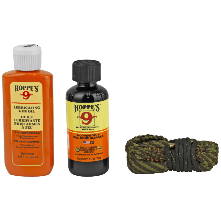 Hoppe's 123 Done! Cleaning Kit 9mm Cal Pistol Clam Pack Includes BoreSnake Solvent and Oil