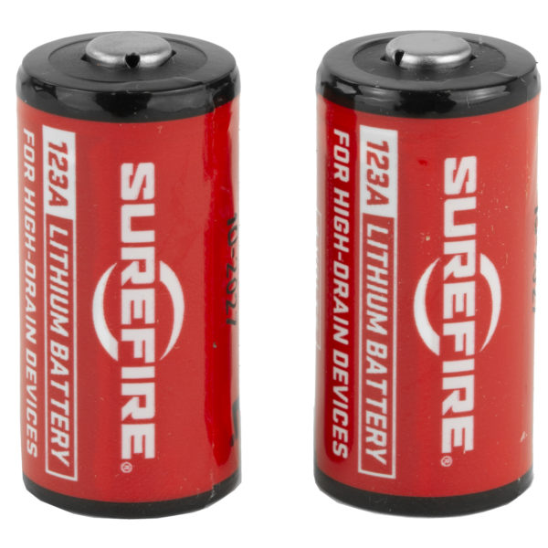 Surefire Battery, CR123A Lithium, 2 Pack, Red