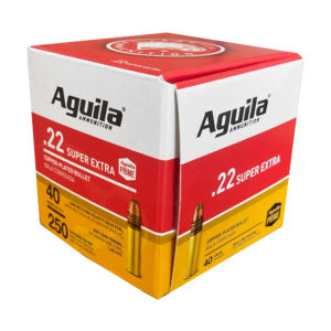 Aguila Ammunition Rimfire 22 LR, 40Gr, Solid Point Hi-Velocity, 250 Rounds Per Box