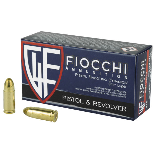 Fiocchi Ammunition, Centerfire Pistol 9MM 115 Grain, Full Metal Jacket, 50 Round Box