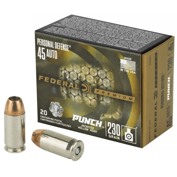Federal, Personal Defense Punch 45 ACP 230Gr, Jacketed Hollow Point, 20 Round Box