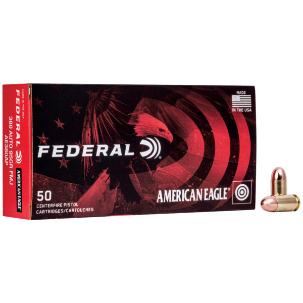 Federal, American Eagle, 380ACP, 95 Grain, Full Metal Jacket, 50 Round Box