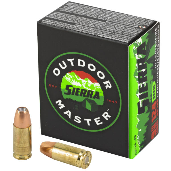 Sierra Bullets, Outdoor Master, 9MM, 124Gr, Jacketed Hollow Point, 20 Round Box