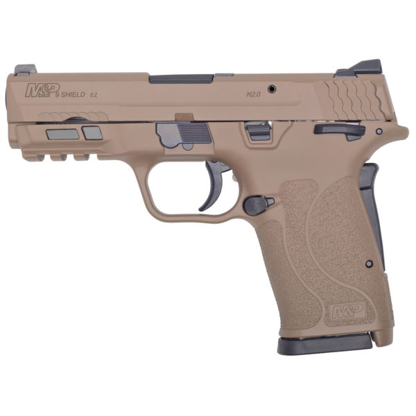 Smith & Wesson, M&P9 SHIELD EZ M2.0, Internal Hammer Fired, Semi-automatic, Polymer Frame Pistol, Micro-Compact, 9MM, 3.675" Barrel, Armornite Finish, Flat Dark Earth, 3-Dot Sights, Manual Thumb Safety, 8 Rounds, 2 Magazines