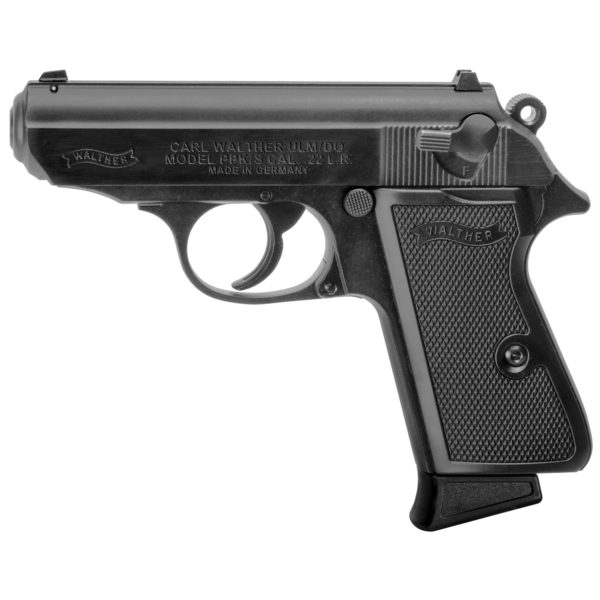 Walther, PPK/S, Double Action/Single Action, Semi-automatic, Metal Frame Pistol, Compact, 22LR, 3.35" Barrel, Alloy, Black, Plastic Grips, Fixed Sights, 10 Rounds, 1 Magazine