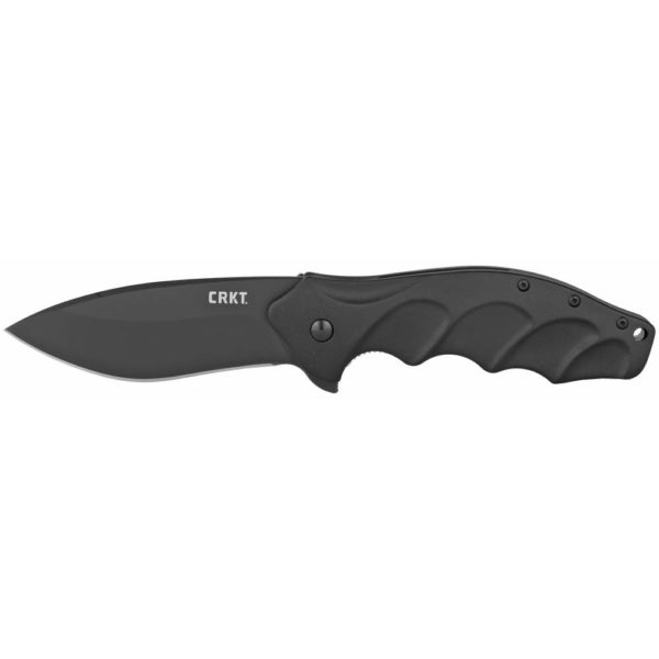Columbia River Knife & Tool, Foresight, 3.55" Folding Knife w/Locking Liner, AUS 8 Steel, Titanium Nitride Finish, Plain Edge, Black Aluminum Grooved Handle, IKBS Ball Bearing Pivot System