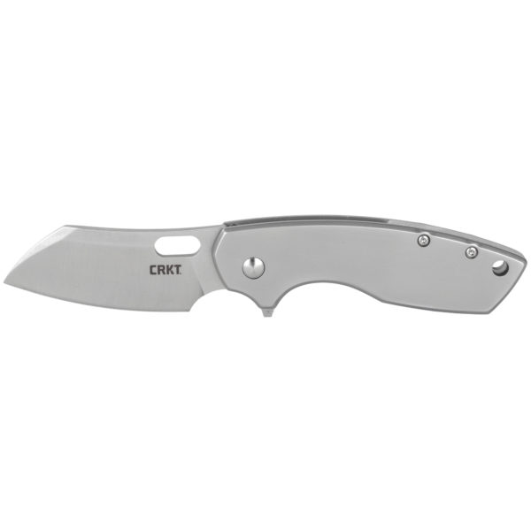 Columbia River Knife & Tool, Pilar Large, 2.67" Folding Knife w/Frame Lock, 8Cr14MoV Steel, Satin Finish, Plain Edge, Stainless Steel Handle, Flipper Opening