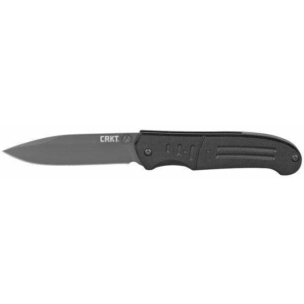 Columbia River Knife & Tool, Ignitor T, 3.38" Folding Knife w/Locking Liner, 8Cr14MoV Steel, Dark Gray Titanium Nitride Finish, Plain Edge, G10 Handle, OutBurst Assisted Opening, Fire Safe Thumb Stud Actuation