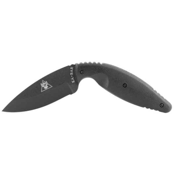 KABAR, TDI Law Enforcement, Fixed Blade Knife, 3.68" Blade, Drop Point, AUS 8A/Black Finish, Black Zytel Frame, Plain Edge, Nylon Sheath