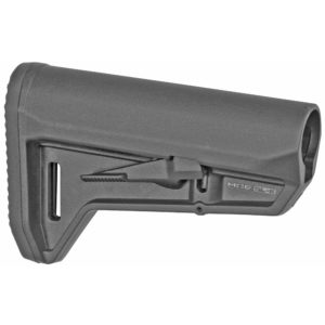 A drop-in replacement buttstock for AR15/M4 mil-spec carbine buffer tubes, the SL-K is designed for compact PDW style weapons or users desiring a small and light stock. Features a short and slim profile, a smaller rubber butt-pad with rolled toe for easy shouldering and sure grip, and a 1.25" footman's loop with the ability to accept an optional M-LOK QD Sling Mount for push-button style QD sling swivels. A new, unique, ambidextrous release latch minimizes rattle on the receiver extension without requiring additional locks, levers, or springs. Made in U.S.A.