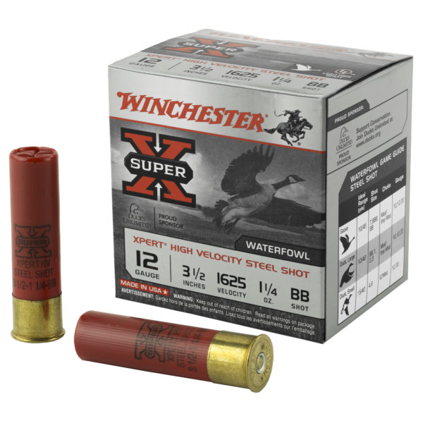 Winchester Ammunition, Xpert HI-Velocity, Steel, 12 Gauge, 3.5", #BB, 1 1/4 oz., Steel Shot, Lead Free, 25 Round Box