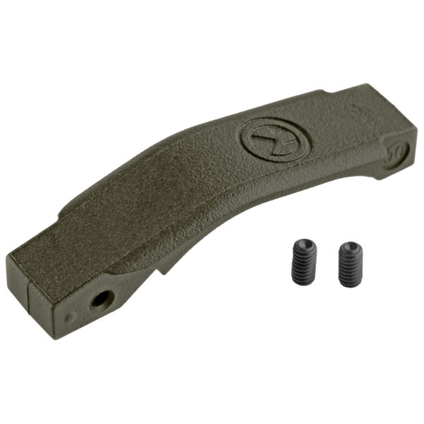 The MOE (Magpul Original Equipment) Enhanced Trigger Guard is a polymer drop-in replacement for the AR15 / M4 weapons platform. This upgraded trigger guard is easily installed without the use of specialized tools, using three set screws to secure it to the lower receiver. This eliminates the need to install a roll pin with a hammer and punch and greatly reduces the chance of any damage to the receiver due to improper installation or out-of-spec receivers. The Enhanced Trigger Guard has an ergonomic and enlarged design to accommodate use with gloves or when shooting in cold environments and fills the annoying "gap" at the rear of the standard trigger guard.