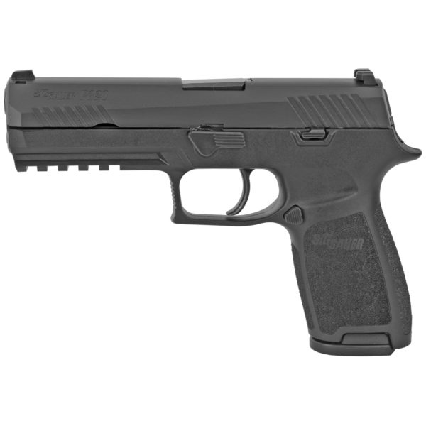 The P320 Full-Size offers a smooth, crisp trigger to make any shooter more accurate, an intuitive, 3-point takedown and unmatched modularity to fit any shooter and any situation. Its full-size frame is ideal for target shooting, home defense and any scenario where shootability and sighted accuracy are of the highest priority. This modular, striker-fired pistol features a full-size grip, full length slide, and Steel 3-dot Contrast Sights. Chambered in 9mm Lugar. Safety features include a striker safety and disconnect safety.