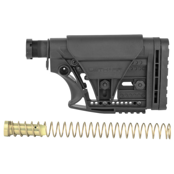 Luth-AR, MBA-3 Stock With Buffer Assembly, Mil-Spec Dia 6-Position Carbine Buffer Tube, .308 Buffer, .308 Buffer Spring, Latch Plate and Lock Ring, Adjustable Length of Pull/Cheek Height/Butt Plate, Fits AR-10, Black
