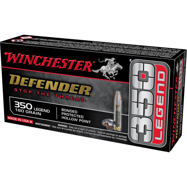 Winchester Ammunition, Defender, 350 Legend, 160Gr, Bonded Hollow Point, 20 Round Box