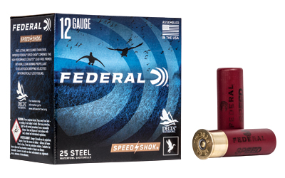 Federal, Speed-Shok, 12 Gauge 3", #4, 1 1/4 oz, Steel Shot, 25 Round Box, California Certified Nonlead Ammunition