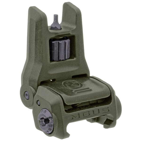 Magpul Industries, MBUS 3 Back-Up Front Sight, Tool-Less Elevation Adjustment Similar to MBUS Pro, Ambidextrous Push-Button Deployment, Fits Picatinny Rails, Flip Up, OD Green