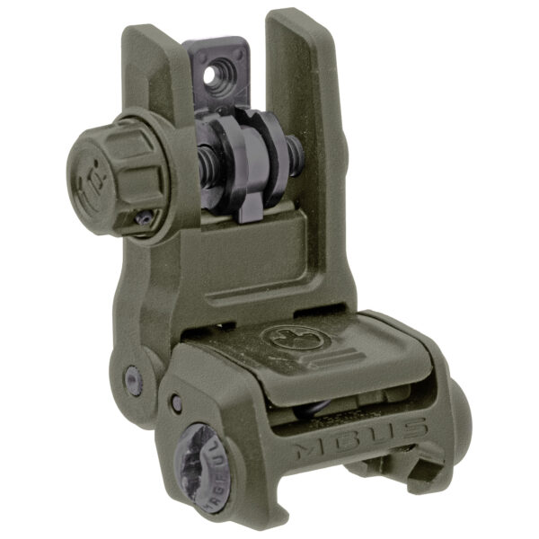 Magpul Industries, MBUS 3 Back-Up Rear Sight, Rapid-Select Rear Aperture System, Ambidextrous Push-Button Deployment, Fits Picatinny Rails, OD Green