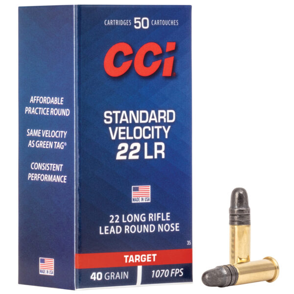 CCI, Standard Velocity, 22LR, 40 Grain, Lead Round Nose, 50 Round Box