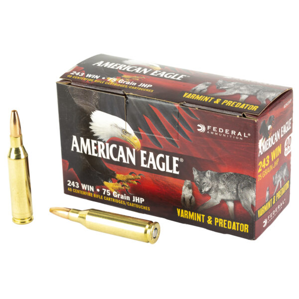 Federal American Eagle Varmint & Predator 243 Win 75 Grain Jacketed Hollow Point 40 Round Box