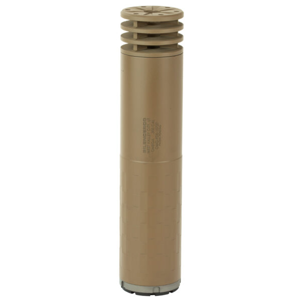 SilencerCo, Omega Rifle Suppressor, 300 Win, 7.09" Threads, Titanium, 14.0 oz, Flat Dark Earth Finish, Comes with a 5/8 x24 direct thread mount, a fast attach Active Spring Retention (ASR) mount complete with a Specwar ASR muzzle brake, and an Anchor Brake