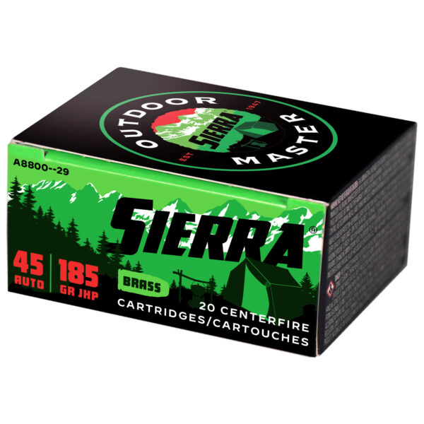 Sierra Bullets, Outdoor Master, 45 ACP, 185Gr, Jacketed Hollow Point, 20 Round Box