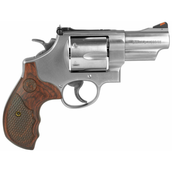 Smith & Wesson, 629 Deluxe, Double Action, Metal Frame Revolver, N-Frame, 44 Magnum, 3" Barrel, Stainless Steel, Silver, Wood Grips, Adjustable Sights, 6 Rounds