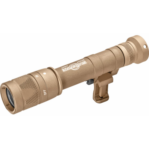 Surefire, M640V Scout Pro Flashlight, LED, 350 Lumens White Light/120mW of IR, Tan Finish, 1913 Picatinny Mount installed, MLOK Mount included, Z68 On/Off Tailcap