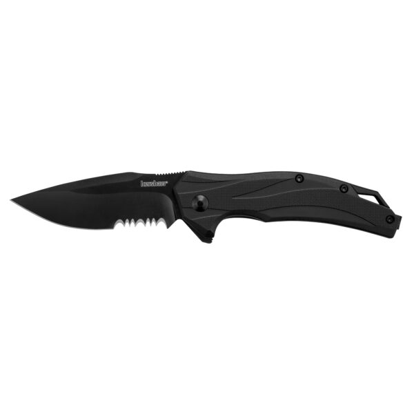 Kershaw, Lateral, Folding Knife, Flipper Assisted Opening, Combo Edge, 8Cr13Mov Steel, Black Oxide Finish, Glass Filled Nylon Handle, 3.1" Blade, 7.4" Overall Length, Includes Deep Carry Pocket Clip