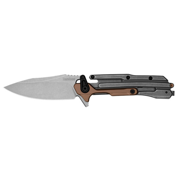 Kershaw, Frontrunner, Folding Knife, Flipper Assisted Opening, Plain Edge, D2 Tool Steel, Stonewashed Finish, Stainless Steel Handle with G10 Inserts, 2.9" Blade, 7.2: Overall Length, Includes Deep Carry Pocket Clip