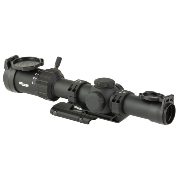 Sig Sauer, TANGO MSR, Rifle Scope, 1-6X24, First Focal Plane MSR BD6 Reticle, Illuminated, 24mm Objective, 30mm Main Tube, Matte Finish, Black, Includes 1.53" 30mm Alpha-MSR Cantilever Mount and Flipback Lens