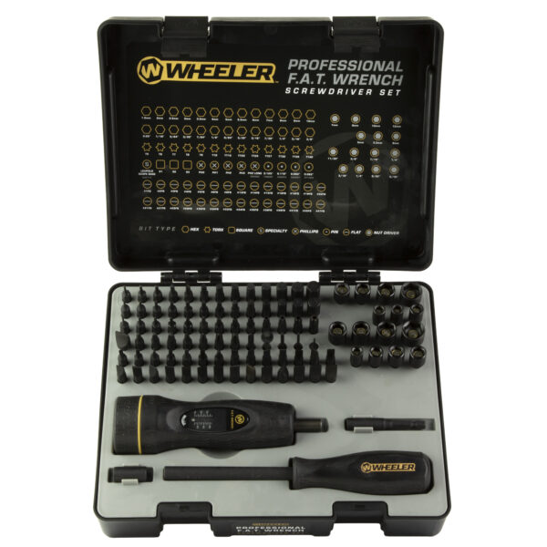 Wheeler, FAT Wrench Driver Set, Includes FAT Wrench, Bit Driver, 98 Bits and Case, Black