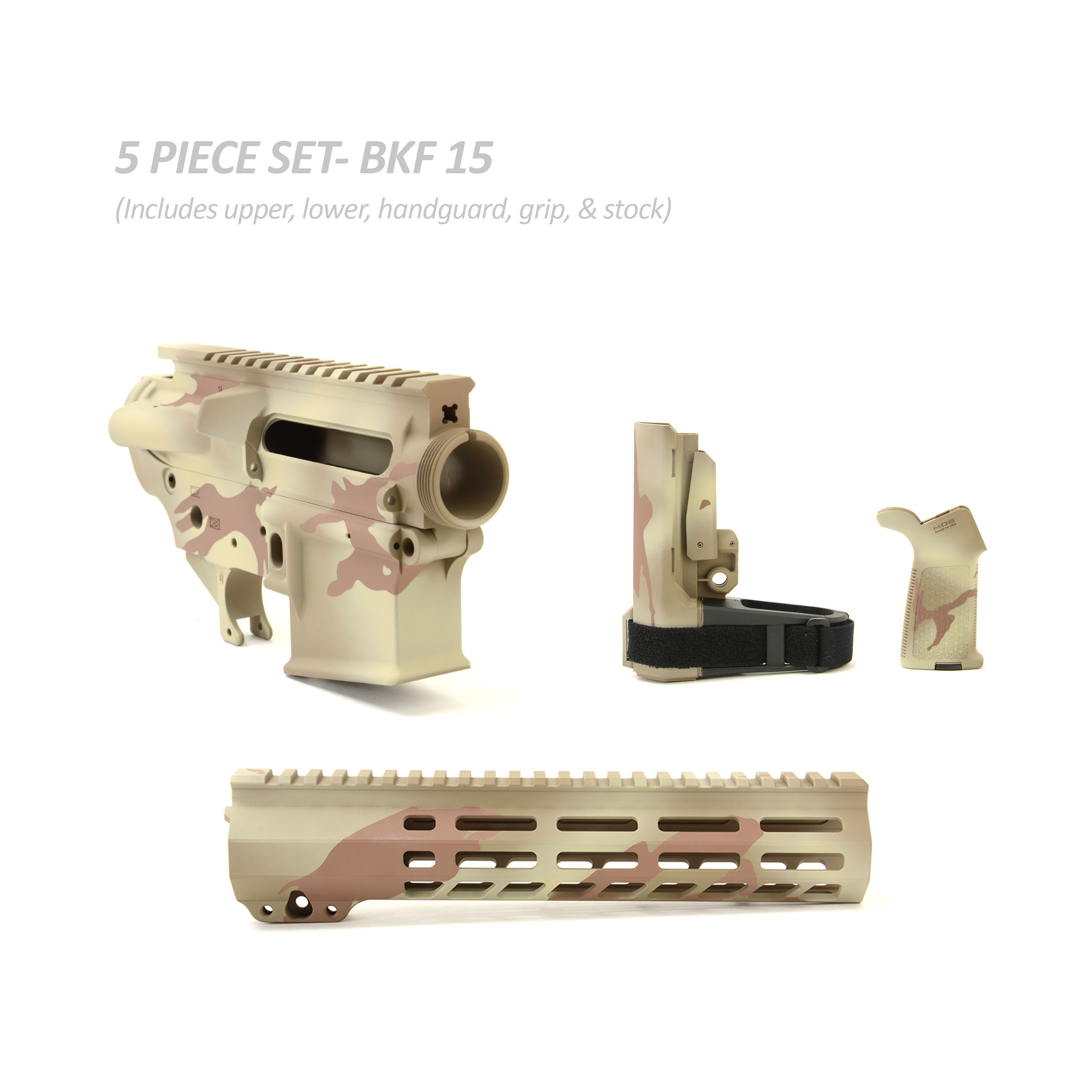 BKF AR15 Cerakoted 9.875" SBA3 Builder Set - Mojave Shadowcam