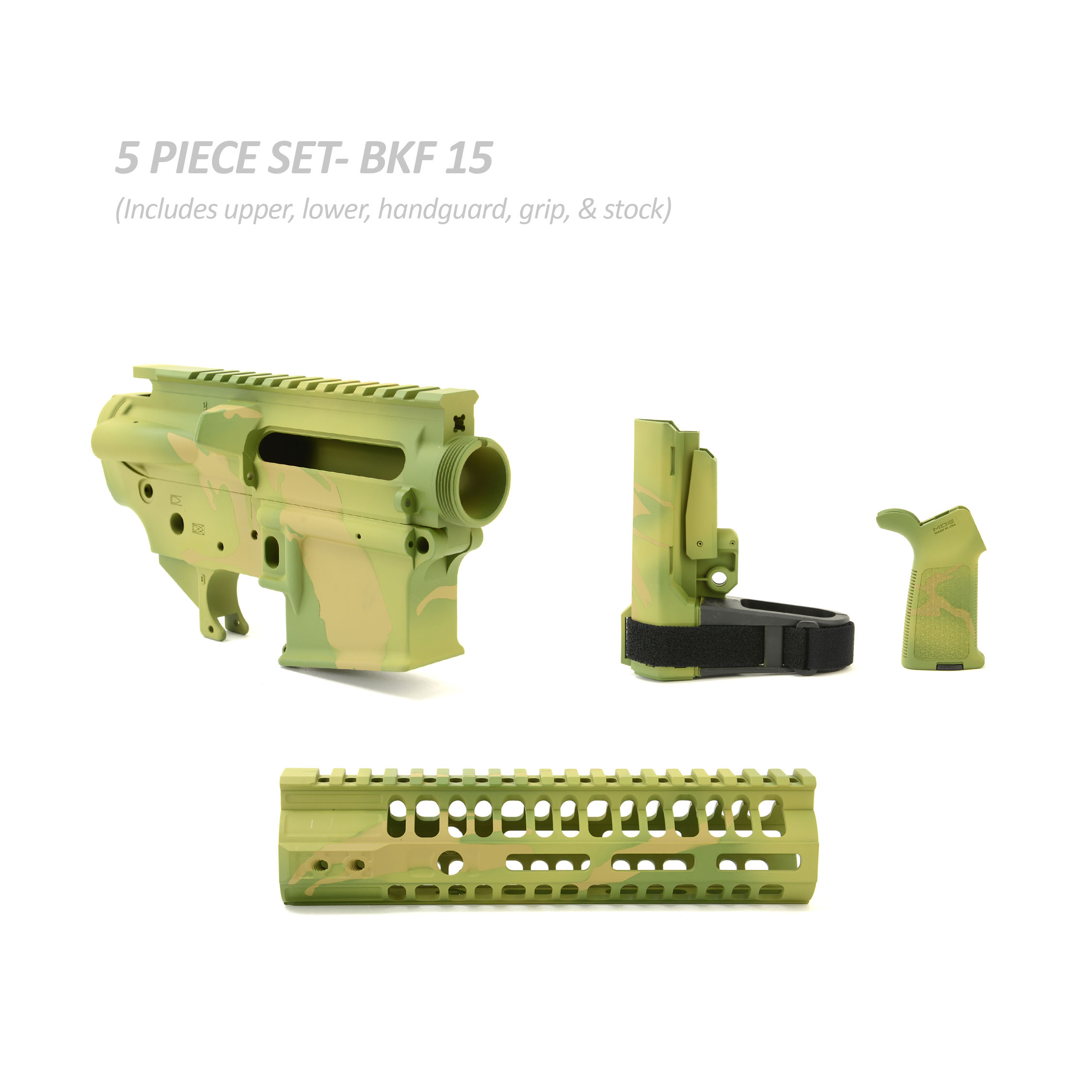 BKF AR15 Cerakoted 8" SL Premium Builder Set - Tropic Shadowcam