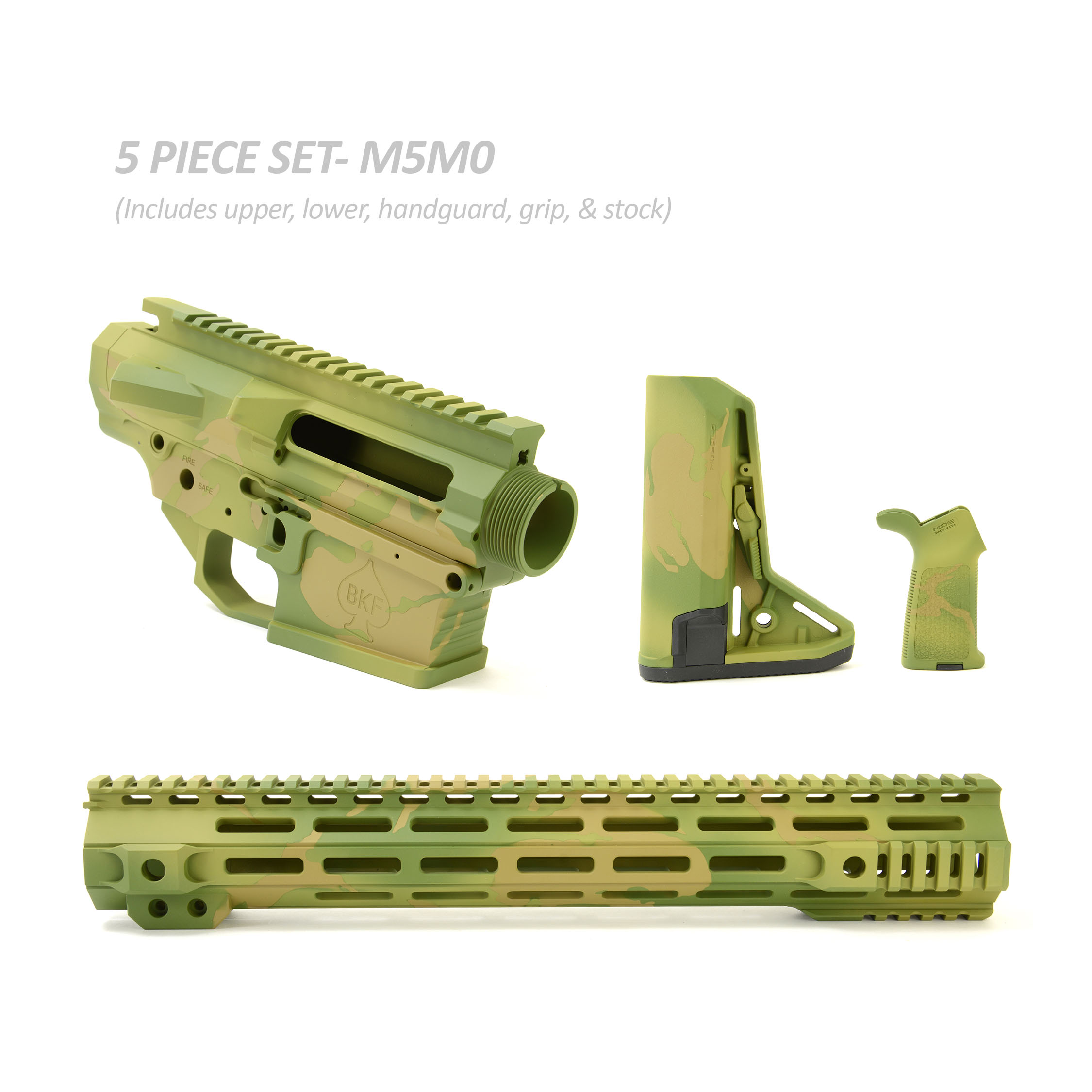 BKF M5 MOD-0 LR-308 Stripped Billet 15" SL-S Cerakoted Builder Set W/ Ambi Bolt Release - Tropic Shadowcam