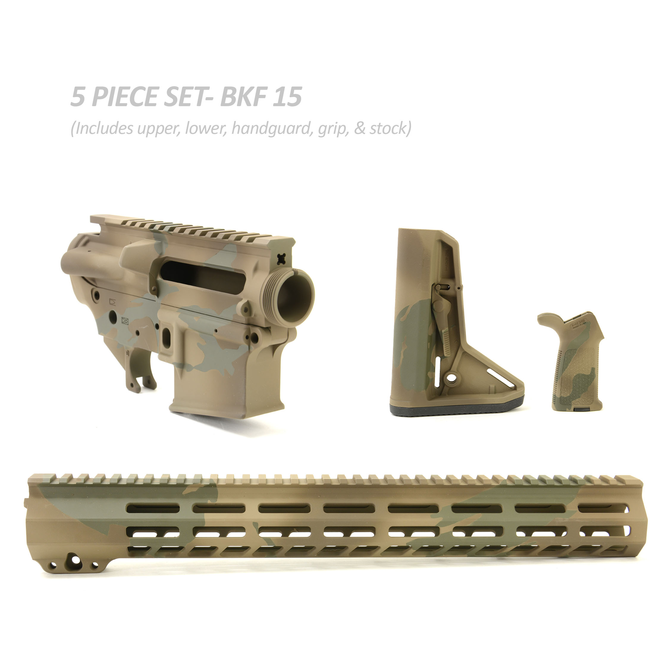 BKF AR15 Cerakoted 15" SL Builder Set - Woodland Shadowcam