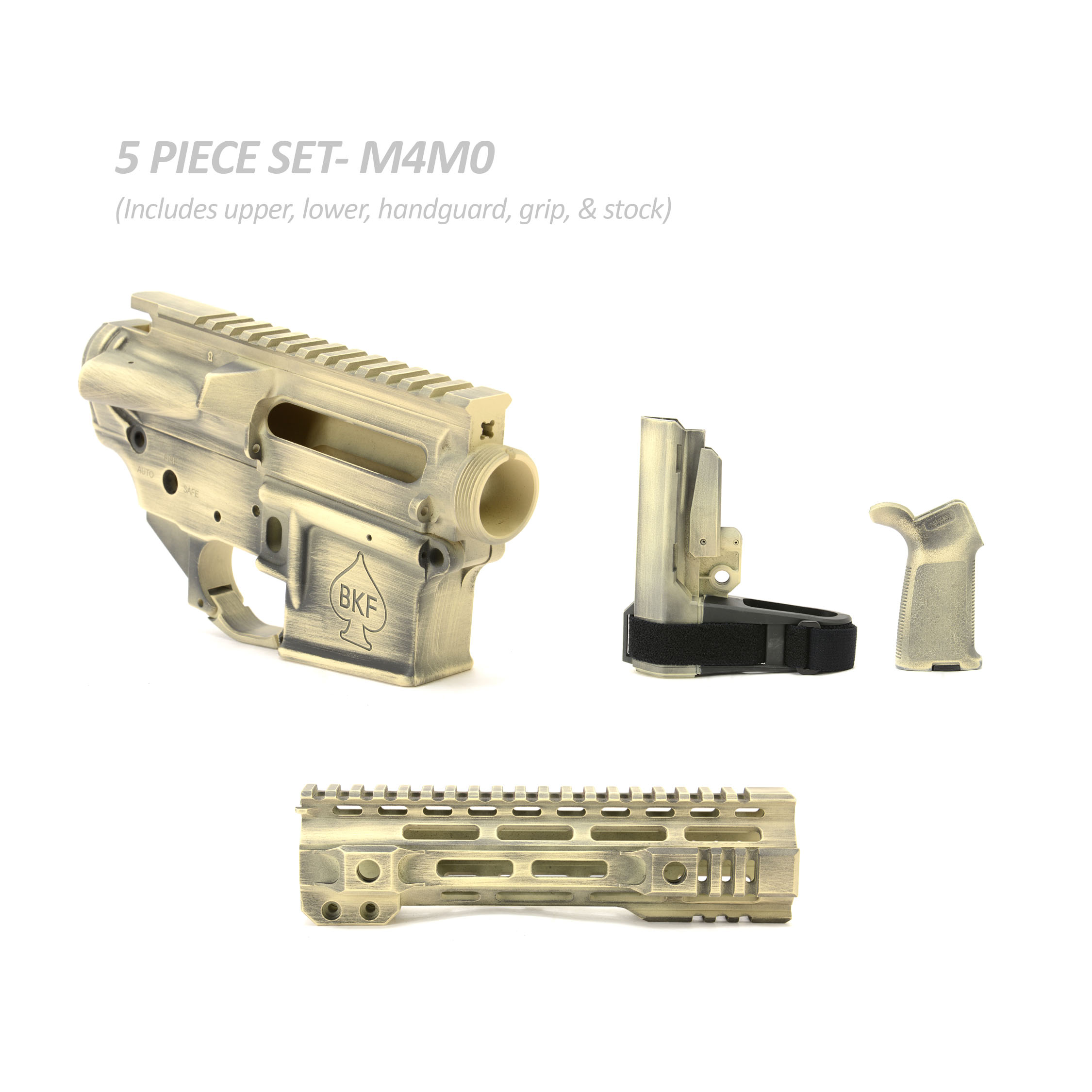 BKF M4 MOD-0 Cerakoted 8.25" SBA3 Builder Set - Light Sand Battleworn