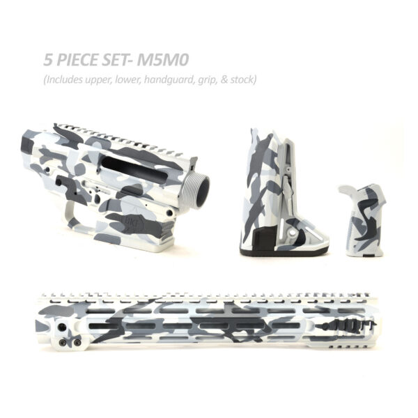 BKF M5 MOD-0 LR-308 Stripped Billet 15" SL-S Cerakoted Builder Set W/ Ambi Bolt Release - M81 Arctic