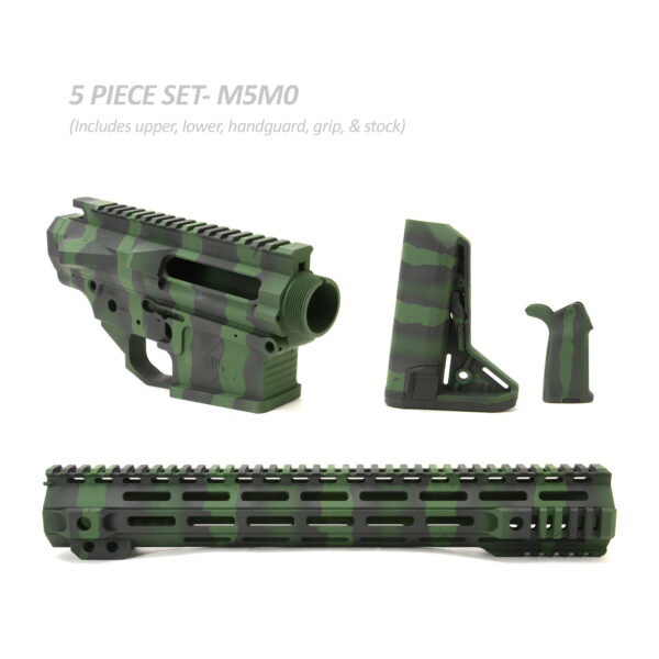 BKF M5 MOD-0 LR-308 Stripped Billet 15" SL-S Cerakoted Builder Set W/ Ambi Bolt Release - Highland Tiger Stripe
