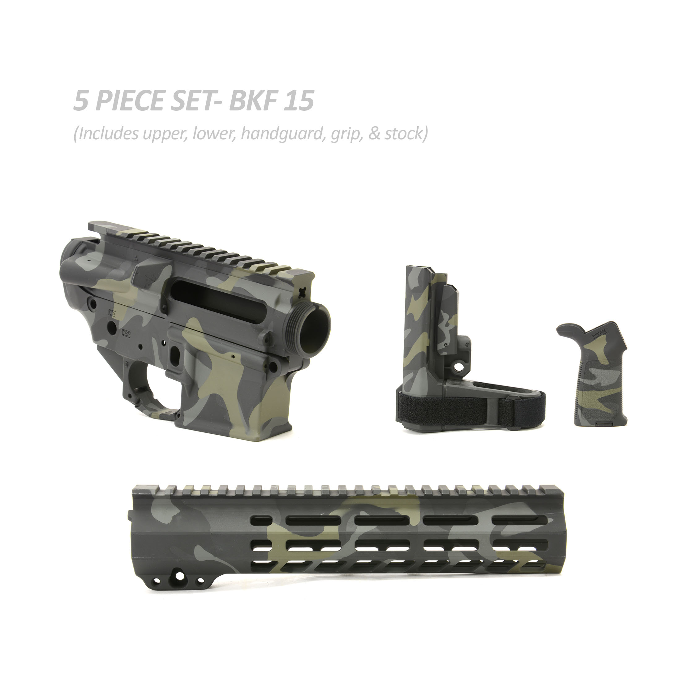 BKF AR15 Cerakoted 9.875" SBA3 Builder Set - M81 Black