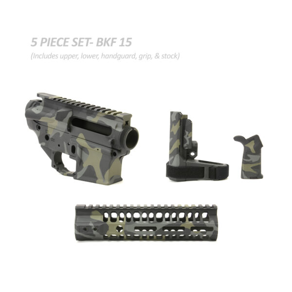 BKF AR15 Cerakoted 8" SBA3 Premium Builder Set - M81 Black
