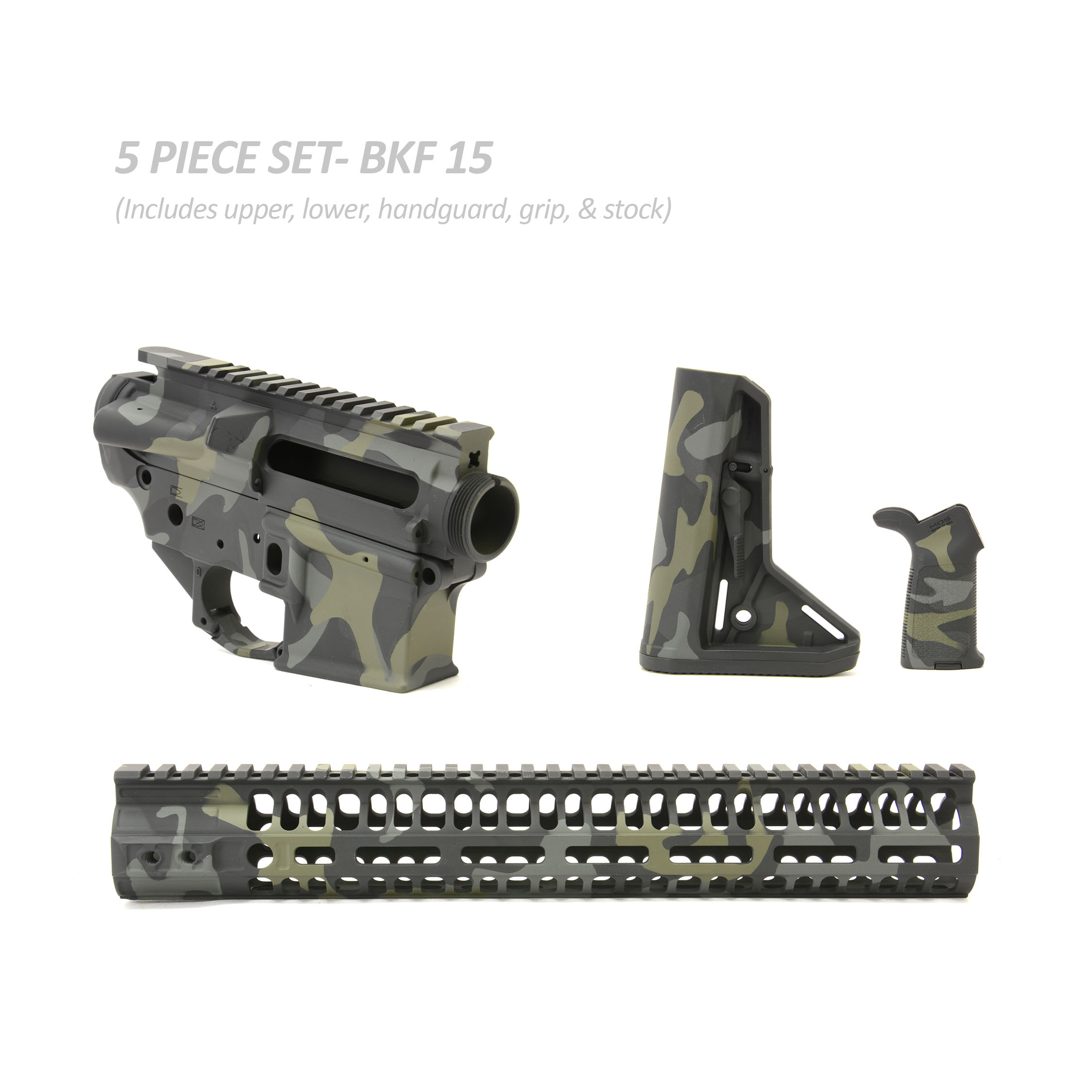 BKF AR15 Cerakoted 13" SL Premium Builder Set - M81 Black