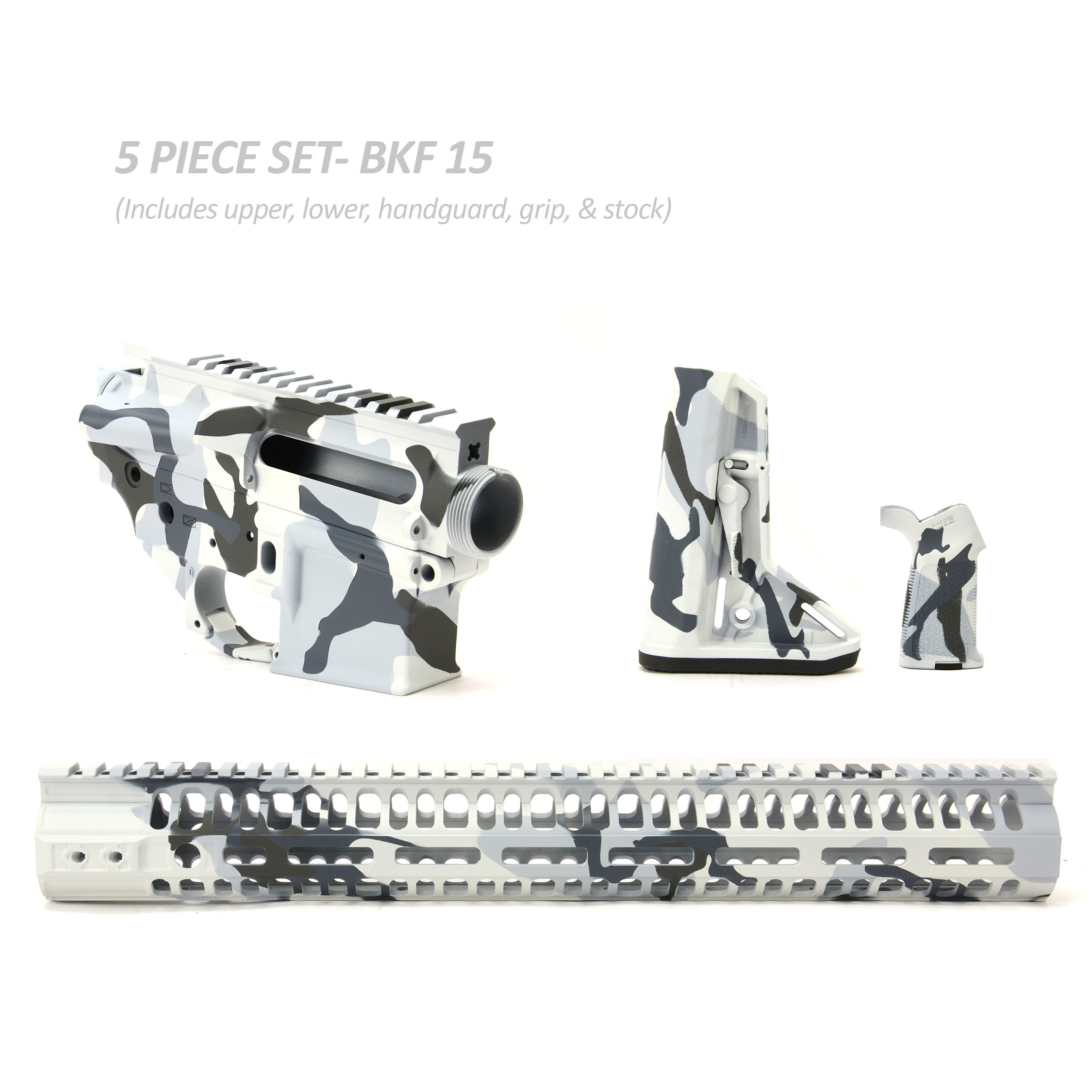 BKF AR15 Cerakoted 15" SL Premium Builder Set - M81 Arctic