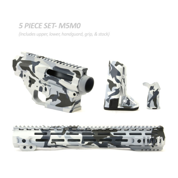 BKF M5 MOD-0 LR-308 Stripped Billet 15" SL-S Cerakoted Builder Set W/ Ambi Bolt Release - M81 Arctic