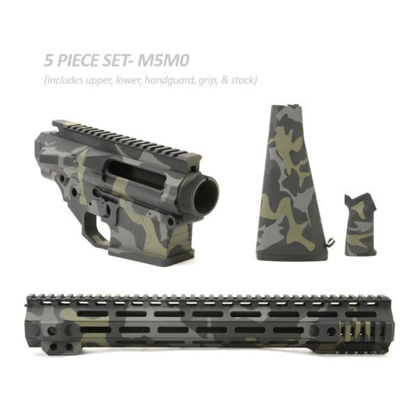BKF M5 MOD-0 LR-308 Stripped Billet 15" A2 Rifle Stock Cerakoted Builder Set W/ Ambi Bolt Release - M81 Black